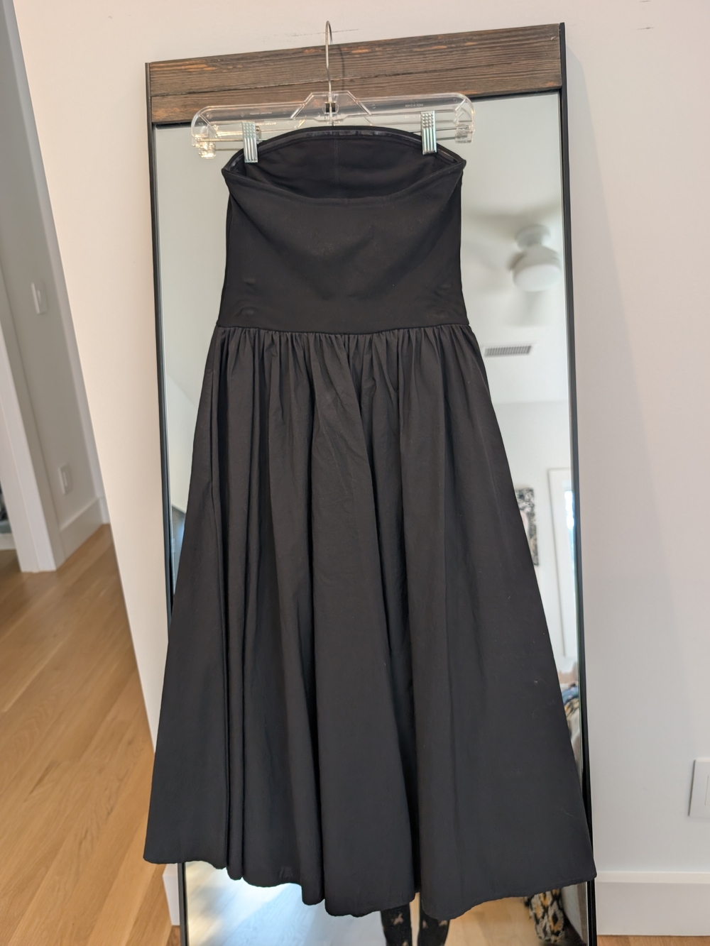 Strapless Black Midi Dress - Classic Women's Evening Dress